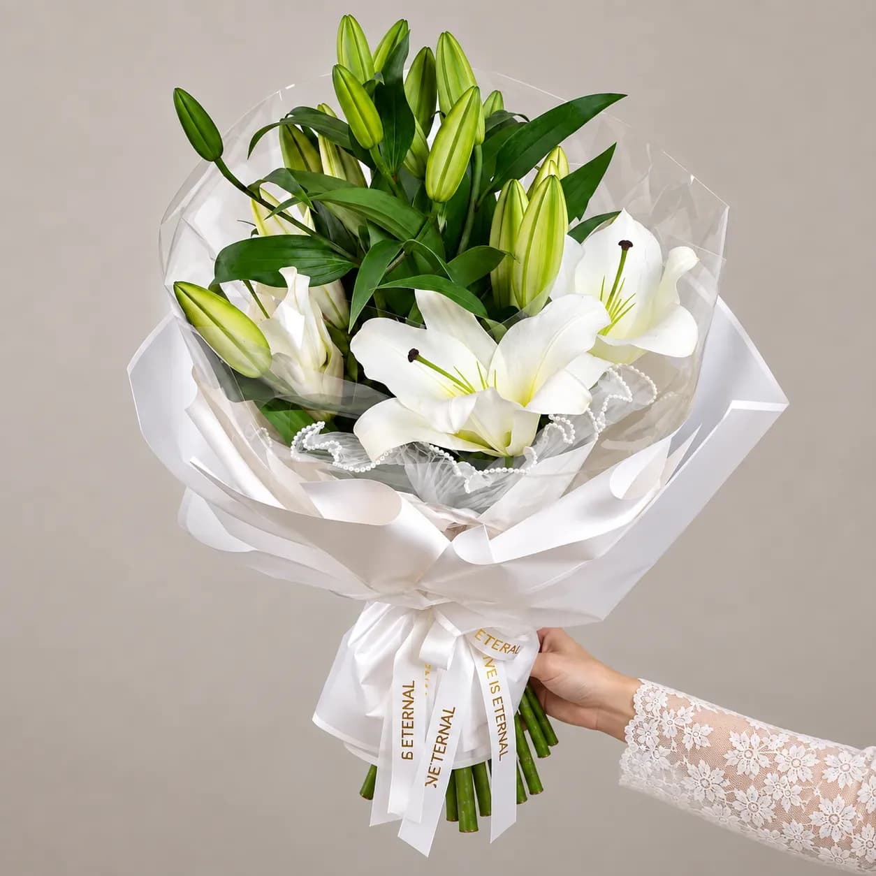 دسته گل لیلیوم سفید — دسته گل لیلیوم سفید